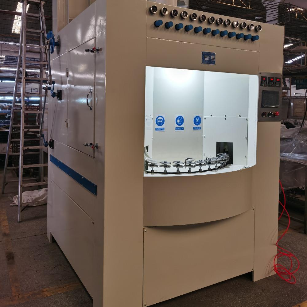 廠家訂制圓形鍋類電熱鍋等工件轉盤式自動噴砂機